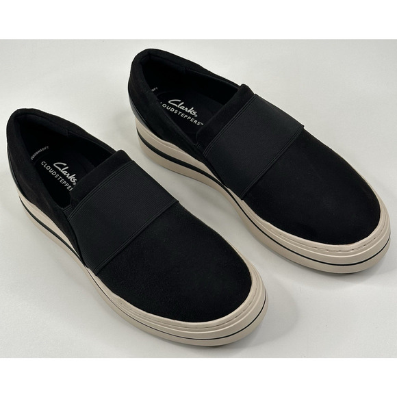 Clarks Audreigh Eve Platform Loafer Sneaker Faux Suede Womens 8.5W Wide New - Picture 1 of 9